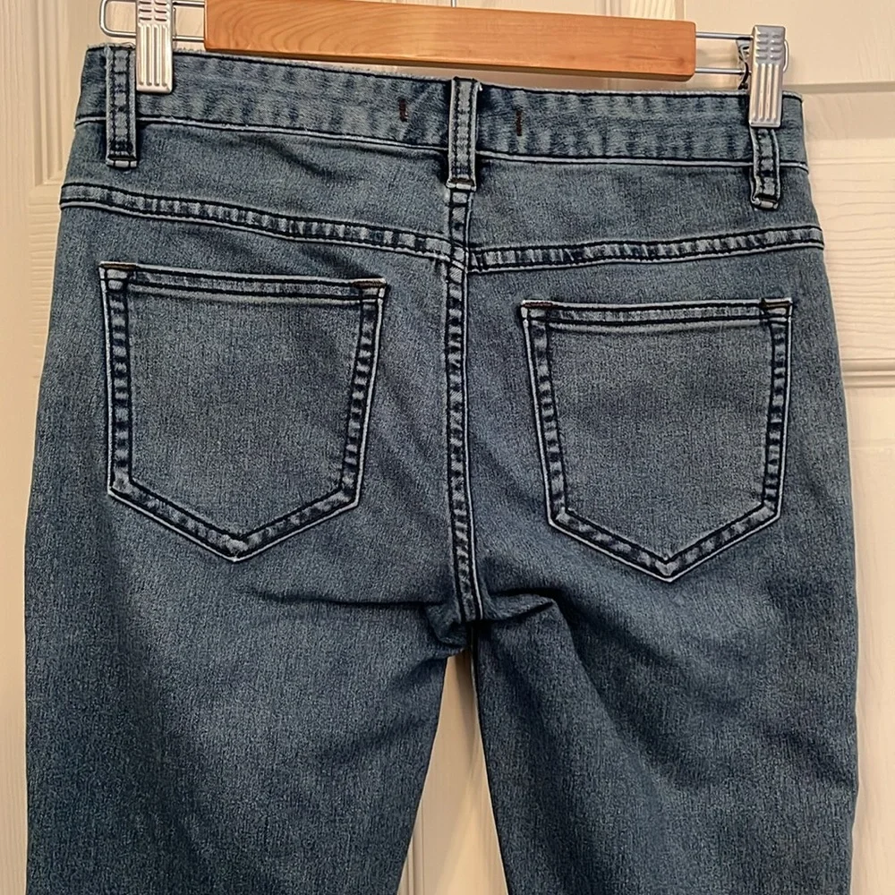 Free People Medium Wash Medium‎ Rise Distressed Skinny Jeans Size 25 Stretch